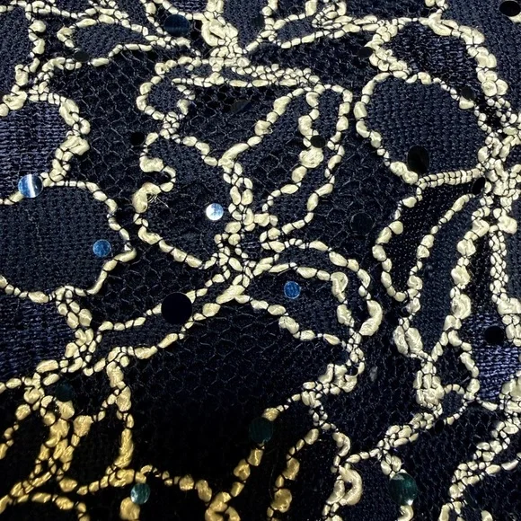 Dress Barn Elegant Navy and Cream Midi Dress - Picture 3 of 7